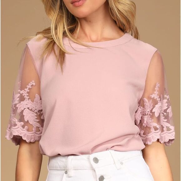 Lulus Lisa Marie Mauve Pink Embroidered Top - Picture 1 of 8